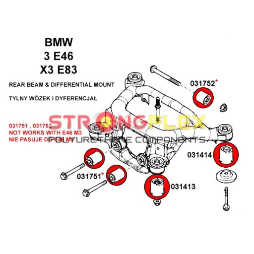 Втулка втулки моста dyfra dyfer BMW E46 комплект - 2