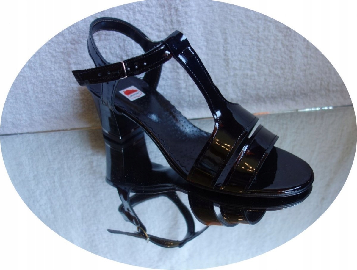 

sandały obcas Skóra czarny lakier teg 2x H 42