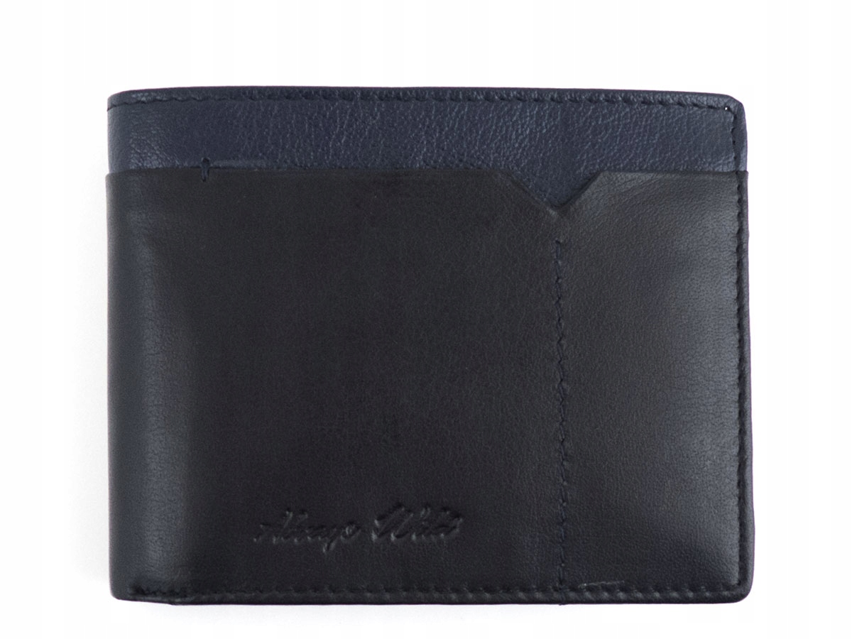 

Skórzany męski portfel Czarny / Niebieski