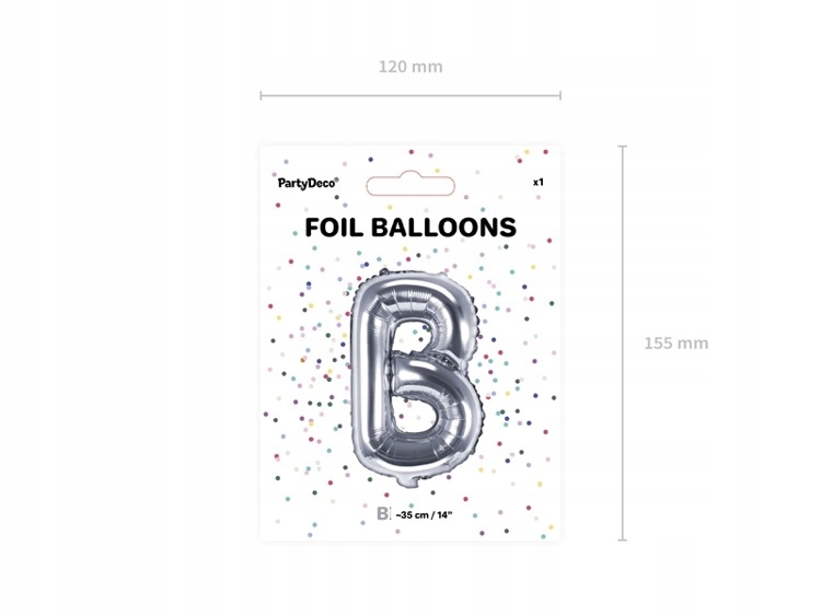 Balon foliowy B srebrny 35cm 1szt FB2M-B-018 Kod producenta FB2M-B-018