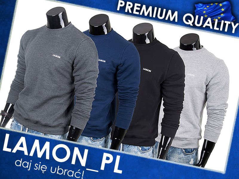 

Czarna szara bluza męska bez kaptura Lamon -- M --