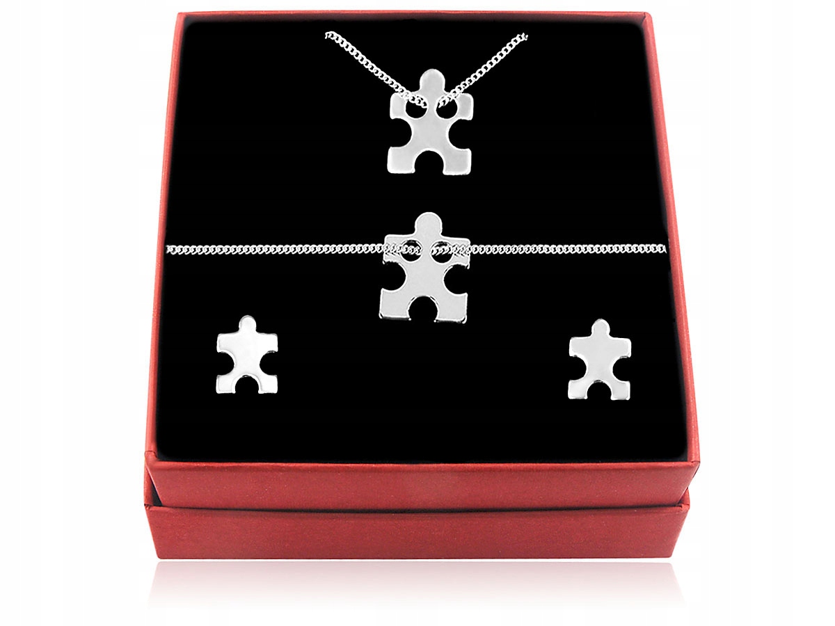

Komplet Celebrytka Puzzel Srebro 925 42CM Pudełko