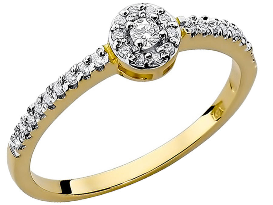 

Pierścionek Złoty Z Brylantami 0,19ct