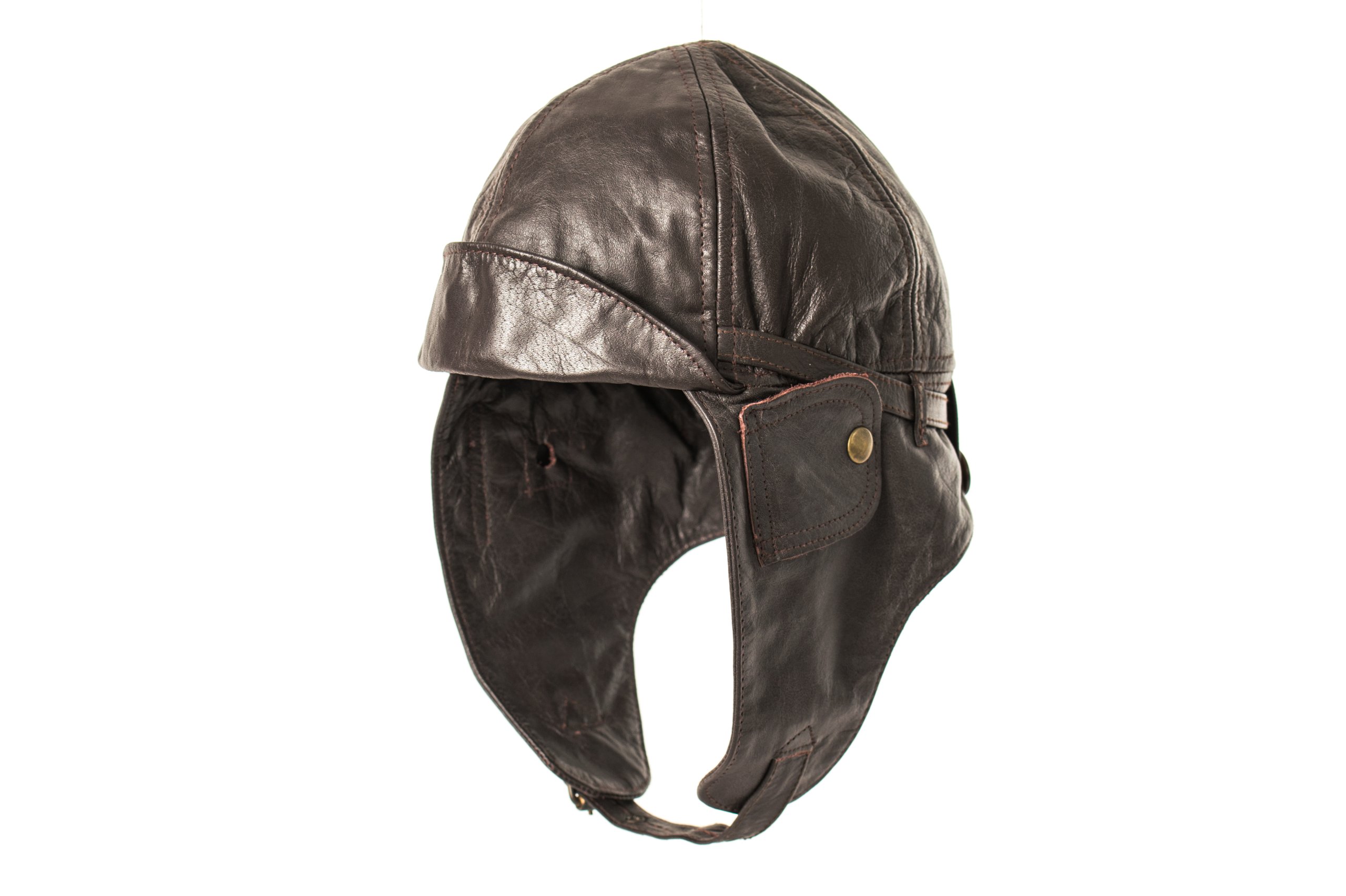 

Czapka pilotka Aviator, skóra, brązowa. Rozm.M