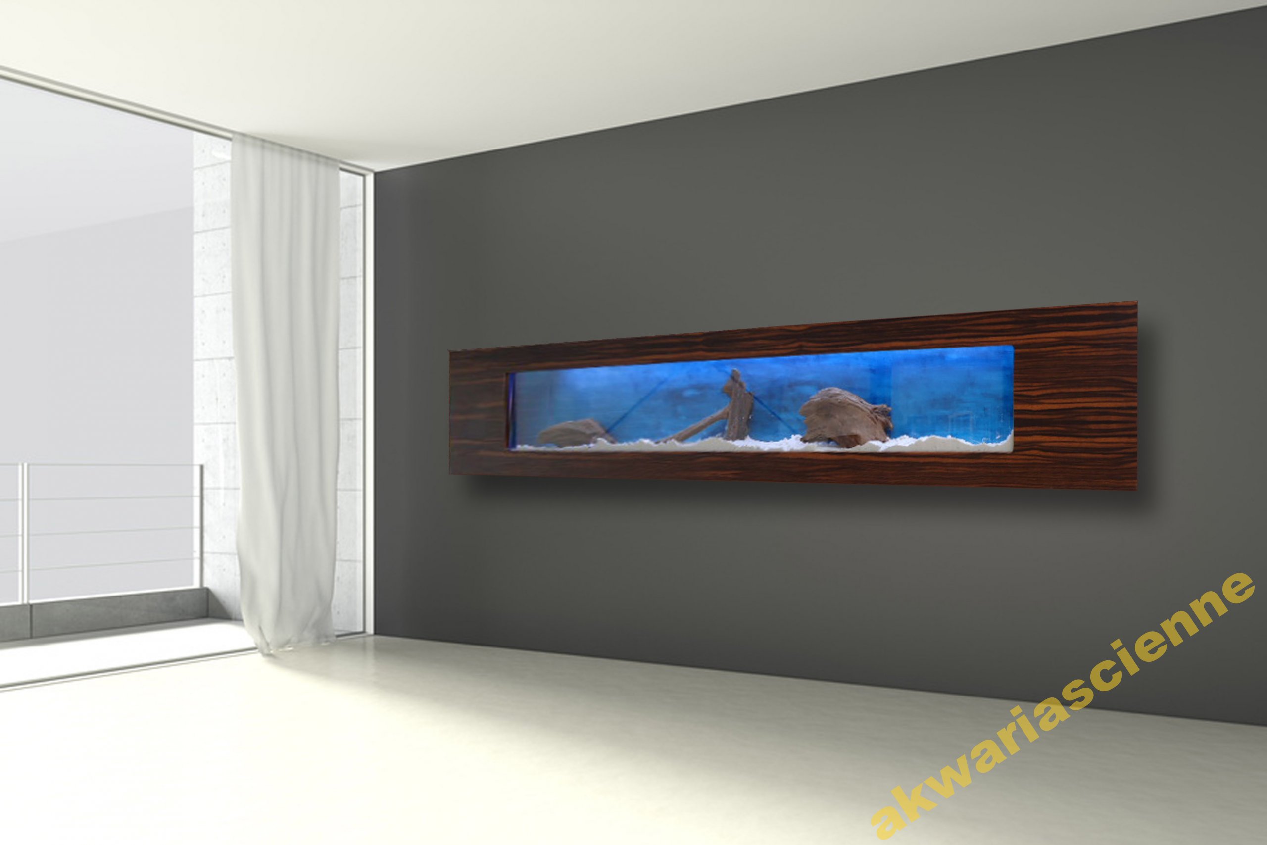 275x42x16cm stenu akvária, LED Akvárium UMENIE