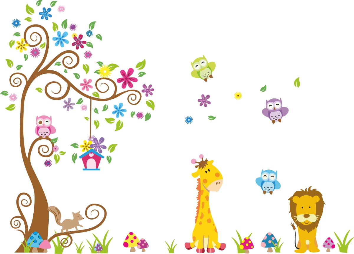 Наклейки на стены сова дерево 250см/200см