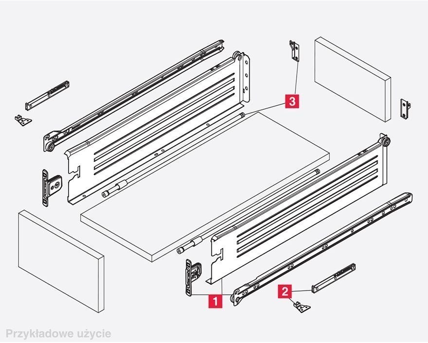 METALBOX metalowe boki do szuflady BIAŁE 450/86 Marka Strong