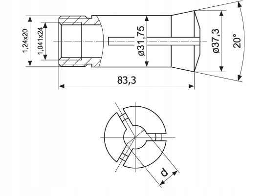 TULEJA ZACISKOWA 5C GNIAZDO FI 12MM TULEJKA TULEJE EAN (GTIN) 5904158705419