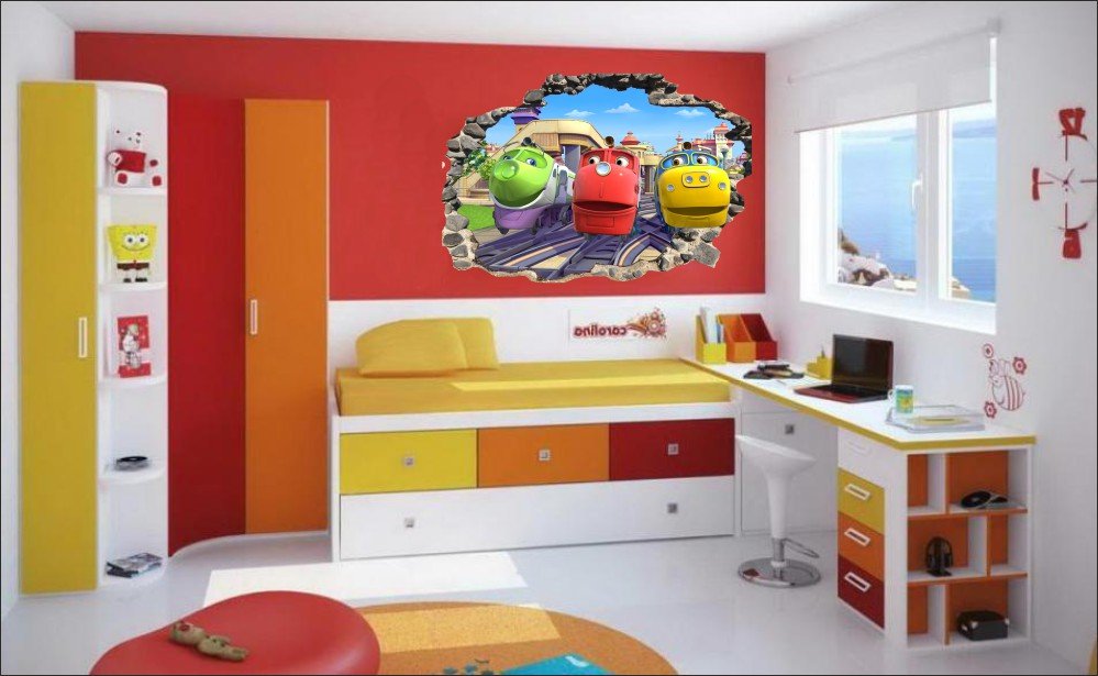 NAKLEJKI NA ŚCIANĘ Dziura w ścianie STACYJKOWO Szerokość 90 cm