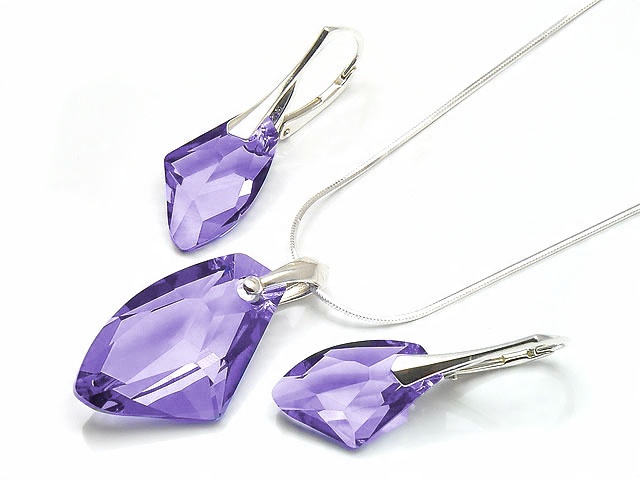 

Srebrna Biżuteria Swarovski Tanzanite + Łańcuszek