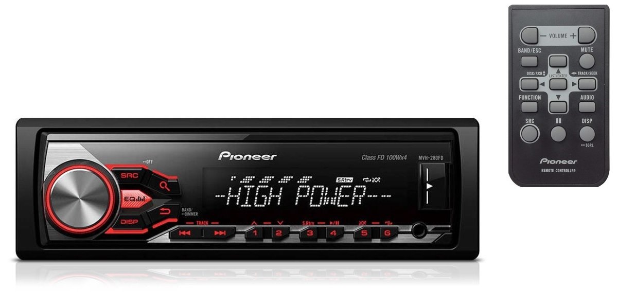 Pioneer MVH-280FD autorádio MP3 Usb Aux Max Power 4x100W diaľkové ovládanie