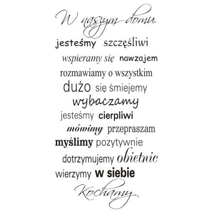 

Napis na ścianę naklejka cytat W naszym domu 162