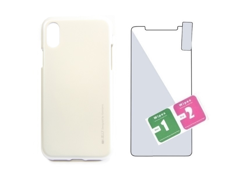 

Etui gumowe i-Jelly+SZKŁO Apple iPhone X|Xs silver