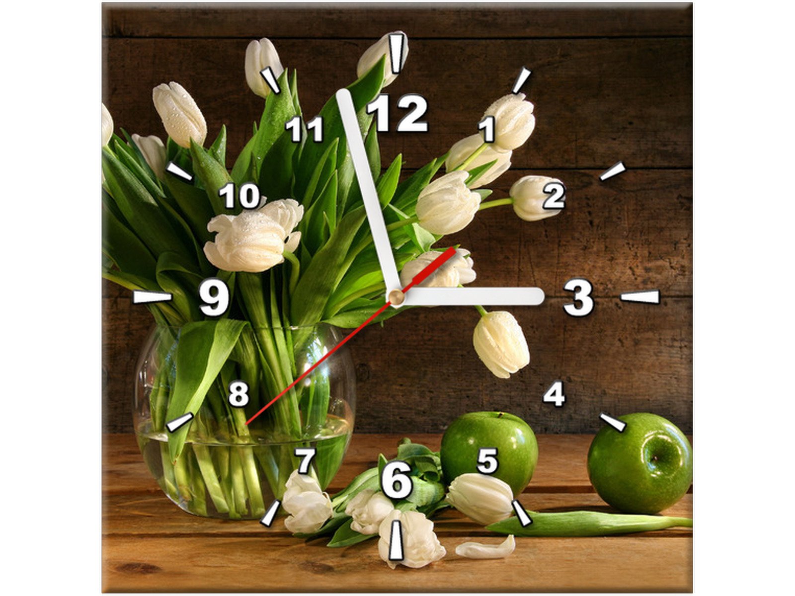 

Obraz z zegarem Tulipany 30x30 do kuchni Zegar