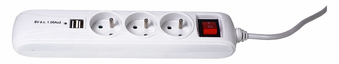 

Przedłużacz mieszkaniowy 3 gniazda 1,5m z Usb