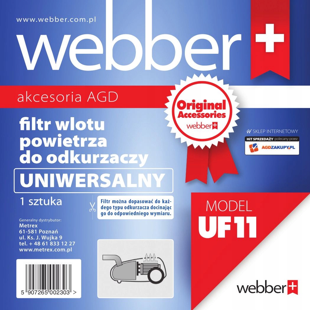 

Webber Uniwersalny Filtr Wylotowy Do Odkurzaczy