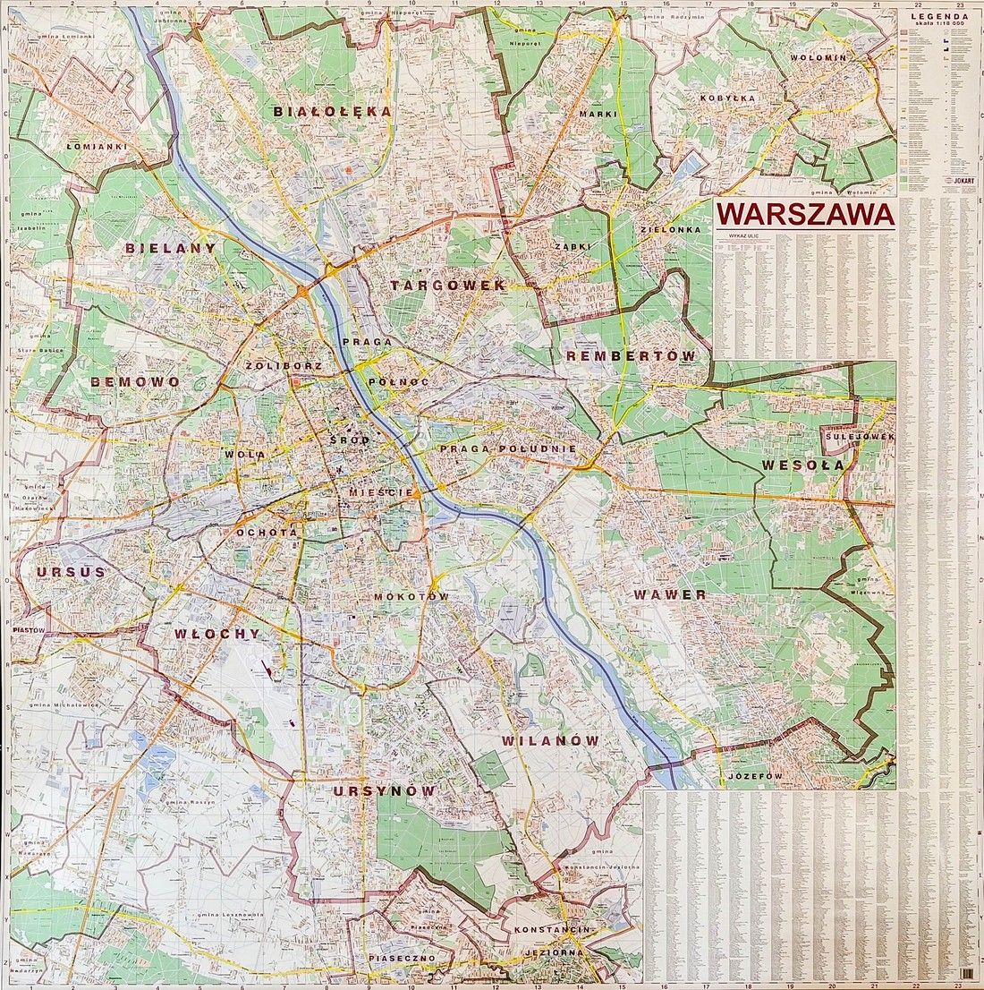 mapa miasta warszawy WARSZAWA MAPA ŚCIENNA XXL / PLAN MIASTA 1:18 000   Allegro.pl 