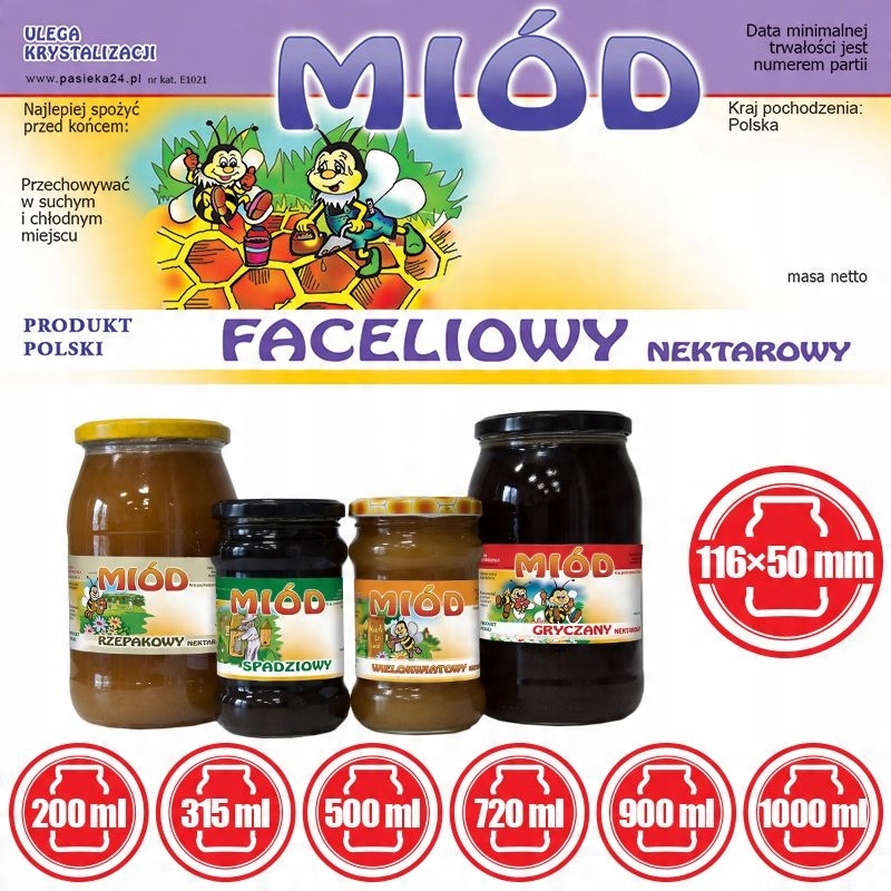 

Etykiety na Miód Faceliowy (100szt) wzór E1021