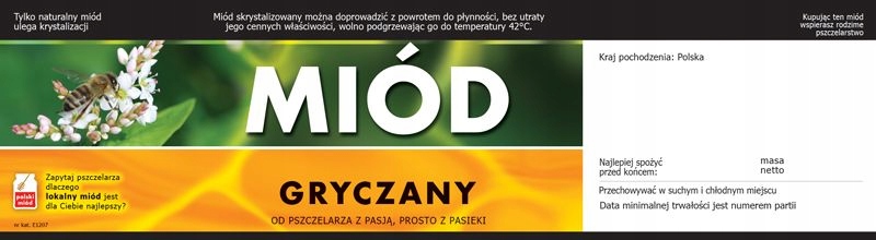 

Etykiety na miód gryczany z kontretykietą E1207