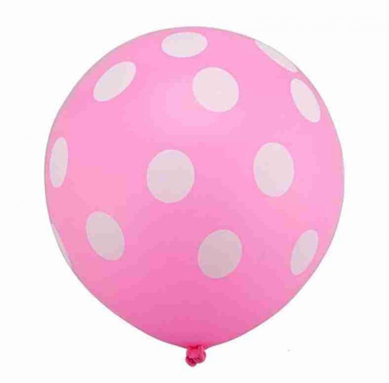 

Balon balony ślub urodziny - różowy w białe grochy