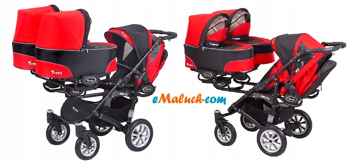 Baby Active TRIPPI babyactive wózek dla trojaczków Składanie na płasko