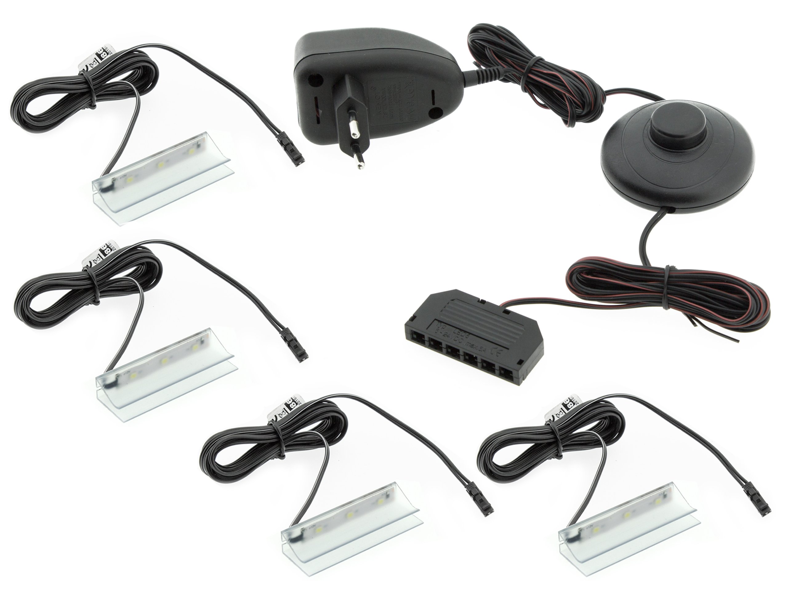 

KPL.4x Klips Pcv Led do szklanej półki +zasilacz