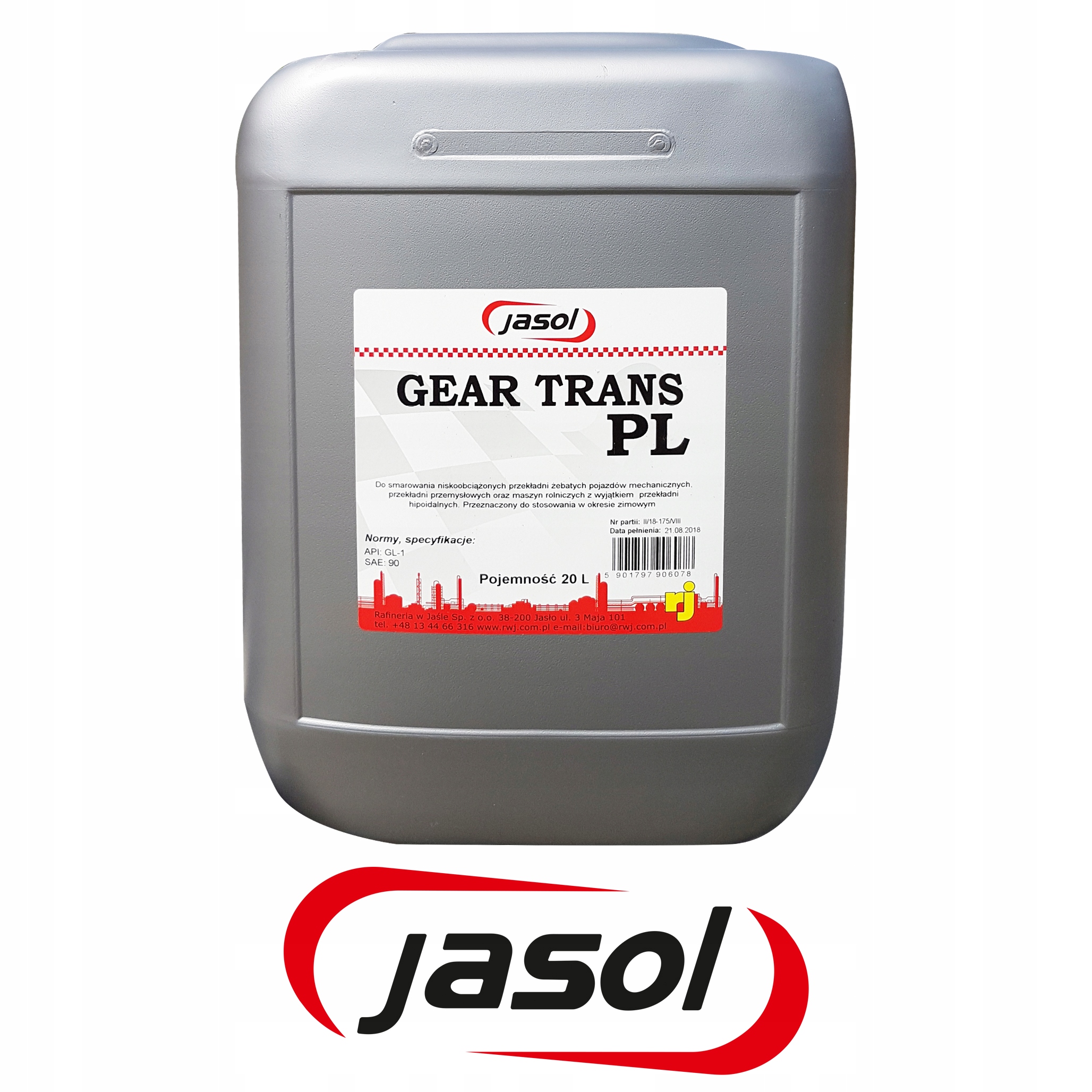 OLEJ TYPU TRANSOL JASOL GEAR TRANS PL 20L Producent Jasol