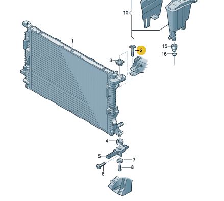 Audi OE WHT001506A trzpień mocujący chłodnicę wody Numer katalogowy części WHT001506A