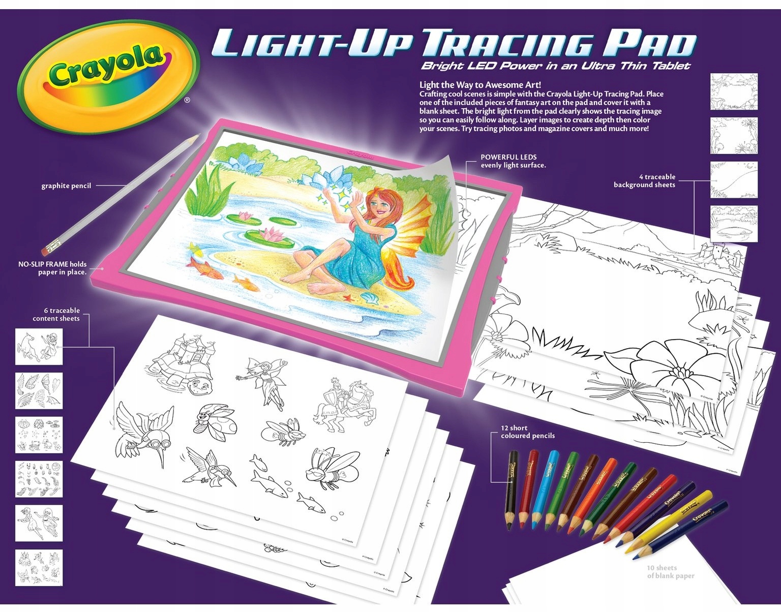 Crayola Podświetlana Tablica Projektor LED SLIM 24 Płeć Chłopcy Dziewczynki