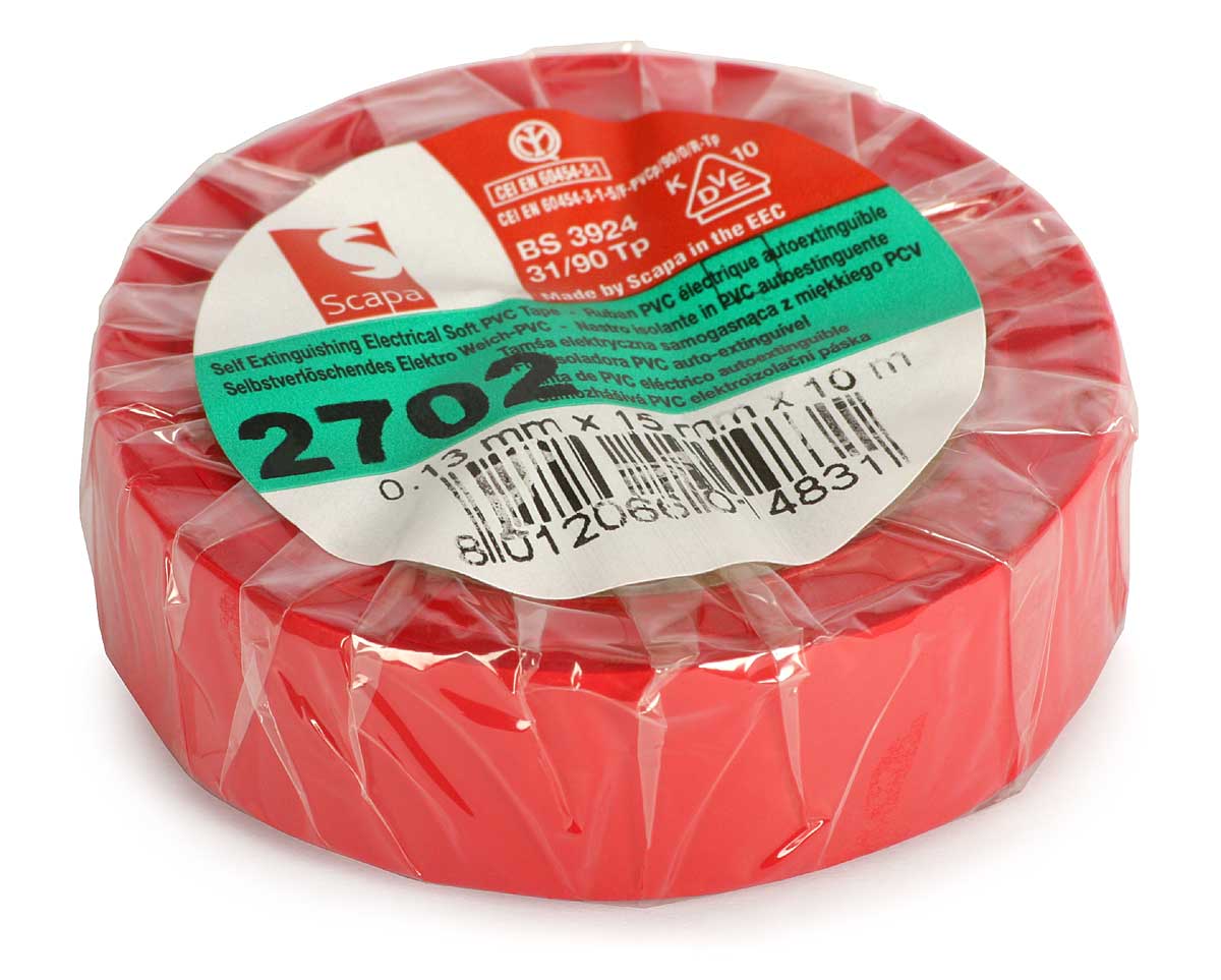 Taśma izolacyjna PVC SCAPA 2702 czerwona 10m ABCV Kod producenta SCAPA 2702 10M RED