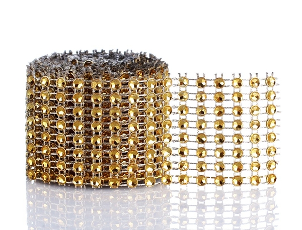 

złoty szal, taśma z cyrkoniami, diamenty, 2m