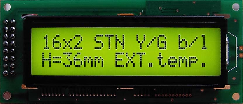 

Art Nowe LCD 2x16-H Piny Z Boku Yellow/Green 36mm