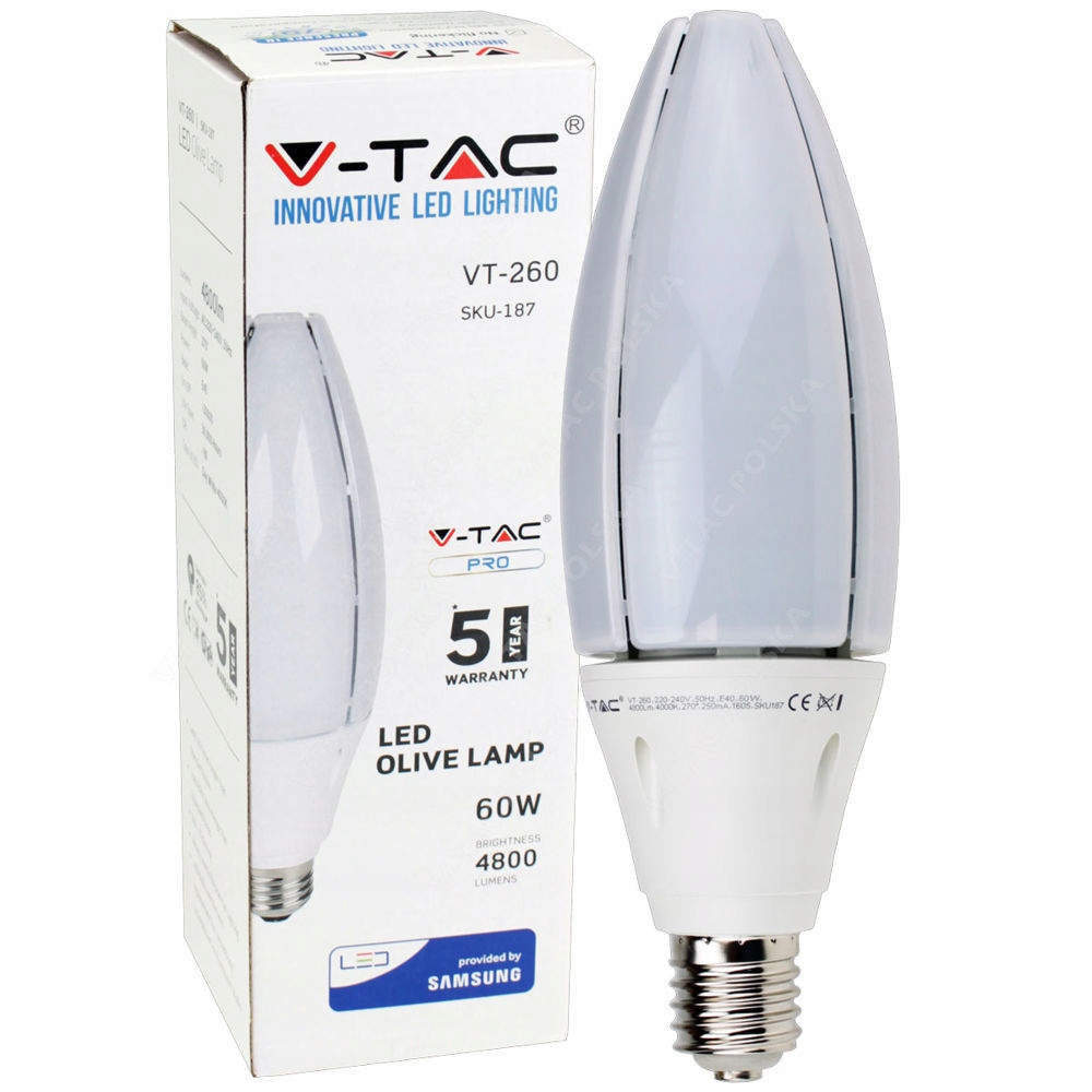

Żarówka Led 60W 4800lm E27 Parkowa lampa E40 V-tac