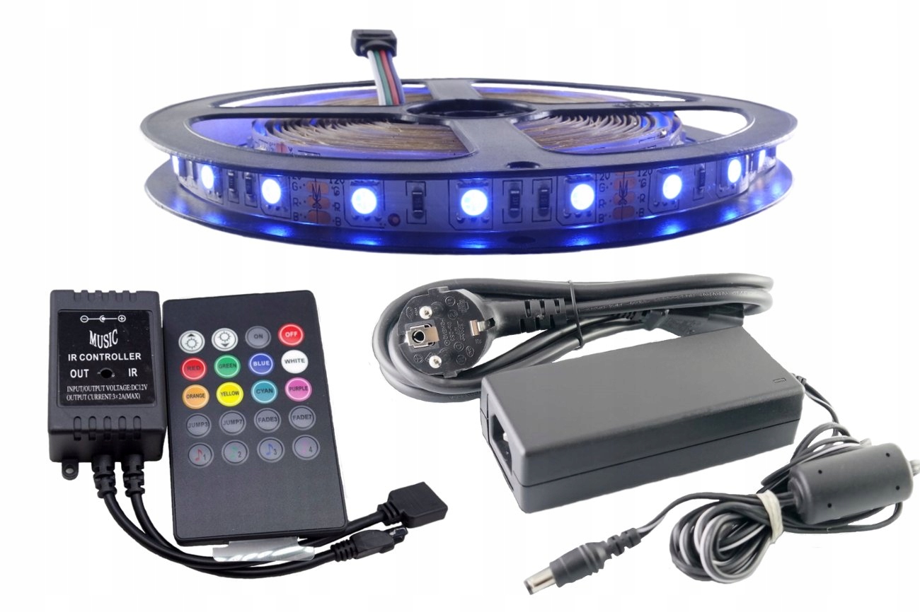 

Zestaw taśma Led 300SMD Rgb 5050 Muzyczny Disco 4m