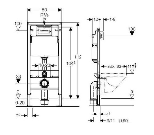 Cuvette GEBERIT wc suspendu MODO PURE OVALE