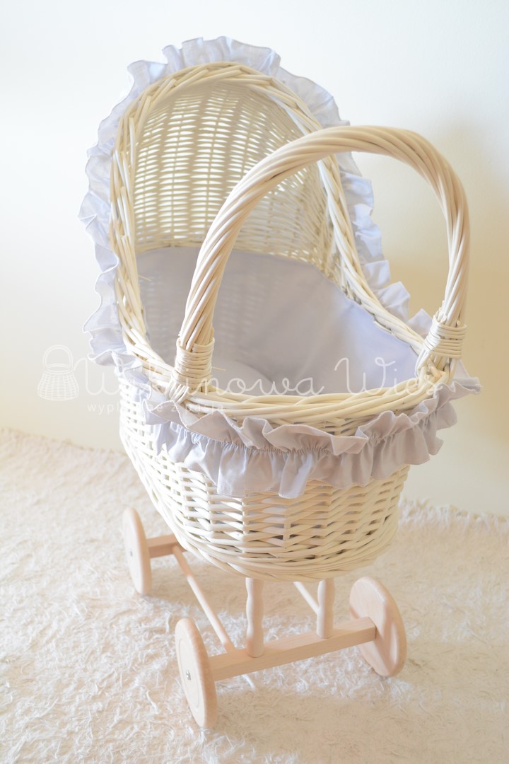 PREMIUM BIAŁY ZESTAW WÓZEK + KOŁYSKA KOLOR SZARY Seria a1