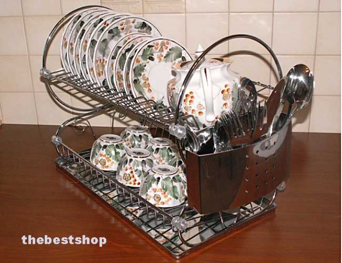 SUSZARKA DO NACZYŃ -chrom,stalowy ociekacz- Typ dwupoziomowa