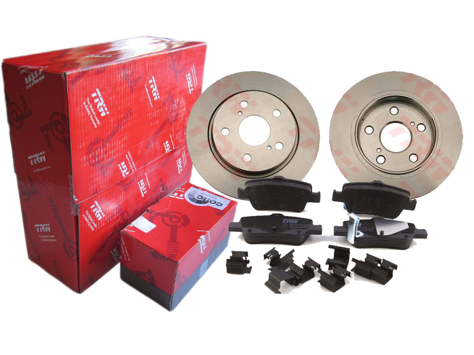 ТОРМОЗНЫЕ ДИСКИ + КОЛОДКИ TRW ЗАД. TOYOTA AURIS E1570mm