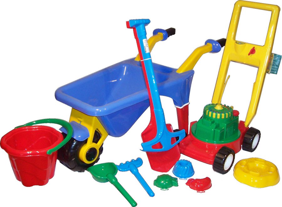 НАБОР ДЛЯ ПЕСОЧНИЦЫ ТАЧКА ДЛЯ РЕБЕНКА ГАЗОНОКОСИЛКА