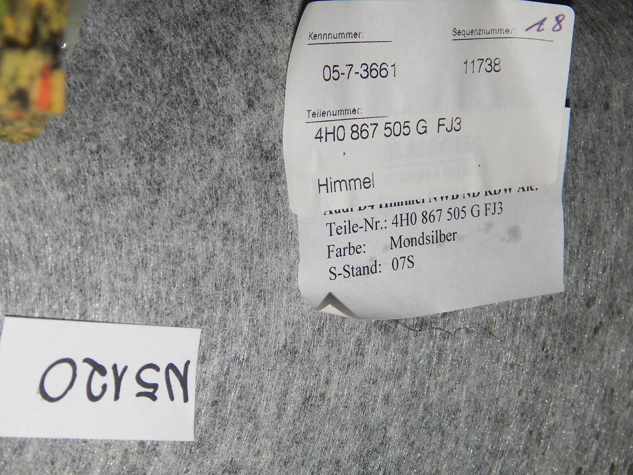 AUDI A8 D4 4H PODSUFITKA ALCANTARA 4H0867505G FJ3 Typ samochodu Samochody osobowe