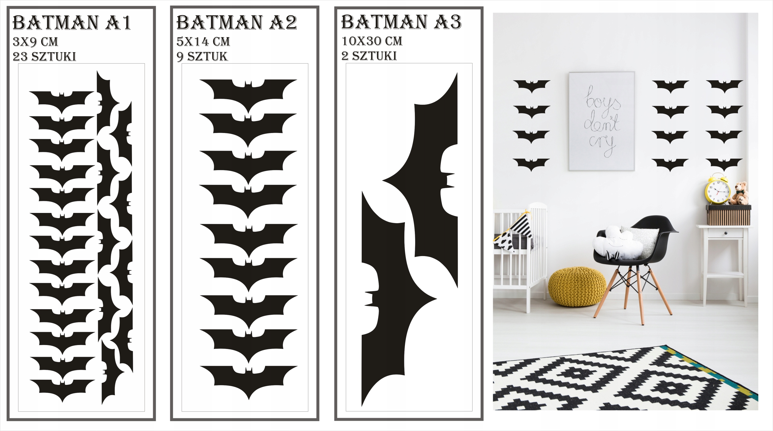 NAKLEJKA NAKLEJKI BATMAN nietoperz dla dzieci Długość 50 cm