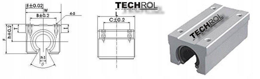 SME 40 L OP ŁOŻYSKO LINIOWE W OBUDOWIE PRZEDŁUŻANE Średnica wewnętrzna 40 mm