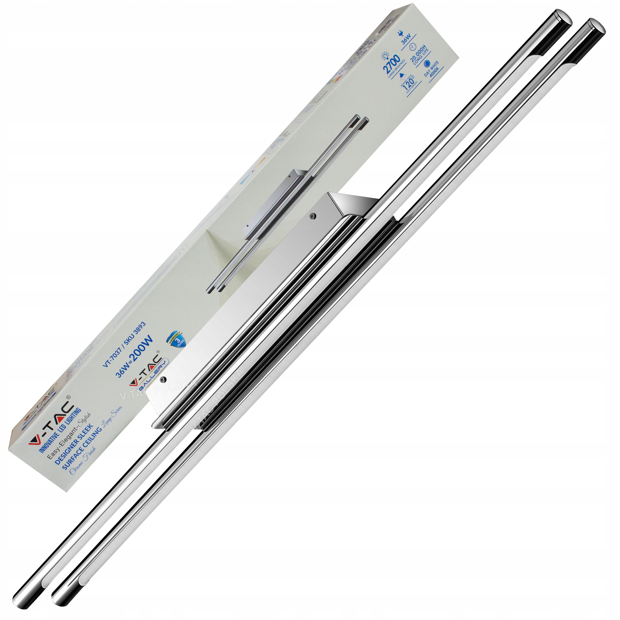 

Lampa sufitowa Led Panel Plafon chromowana 36W Hit