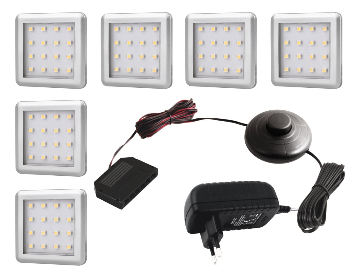 

Zestaw 6 pkt, oprawa podszafkowa Led Square 1,5W