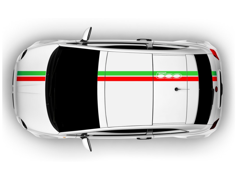 Trójkolorowe Pasy Italia Na Dach Fiat 500
