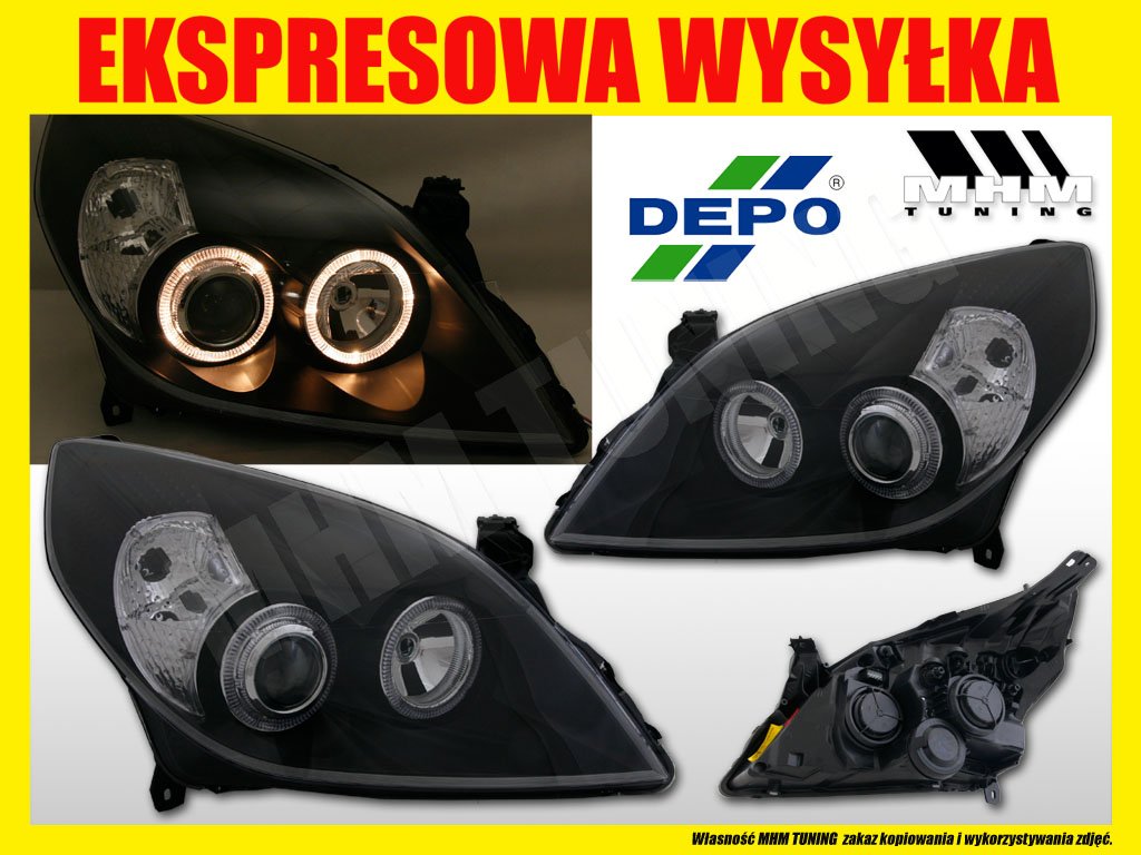 REFLEKTOR OPEL VECTRA C SIGNUM 05 RINGI ANGEL EYES Strona zabudowy lewe + prawe