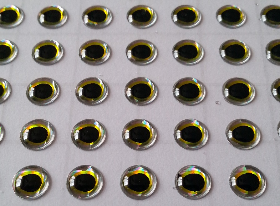 Oczy 3D Łezki Silver-yellow 5 mm 100 sztuk