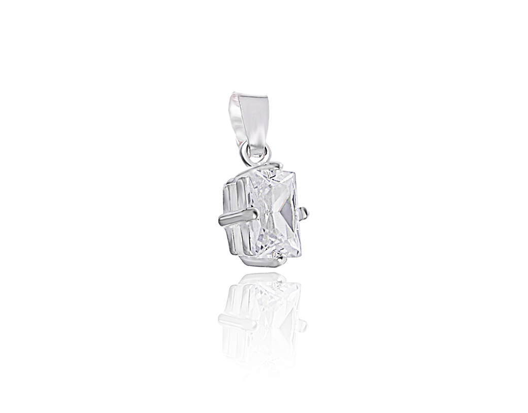 

Srebrny Wisiorek Z Kamieniem Cyrkonia 8x6mm 925