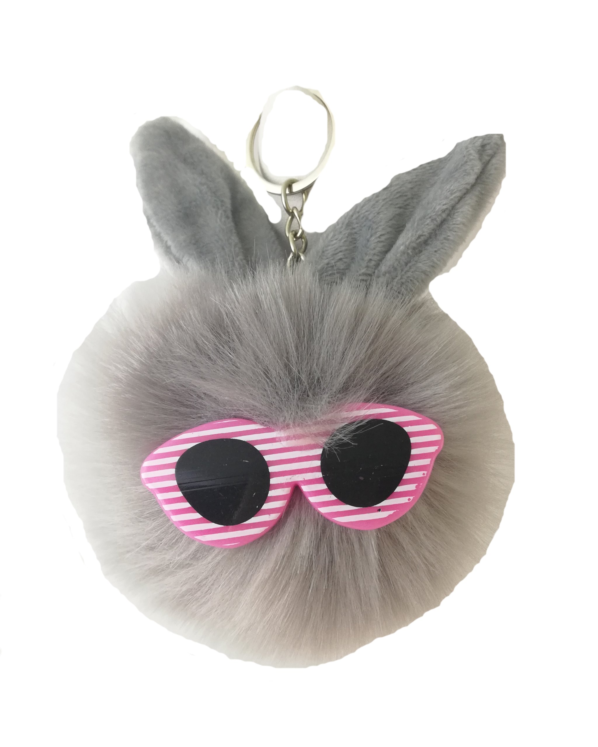 

Pompon Futerko Keychain Brelok Króliczy Okularki