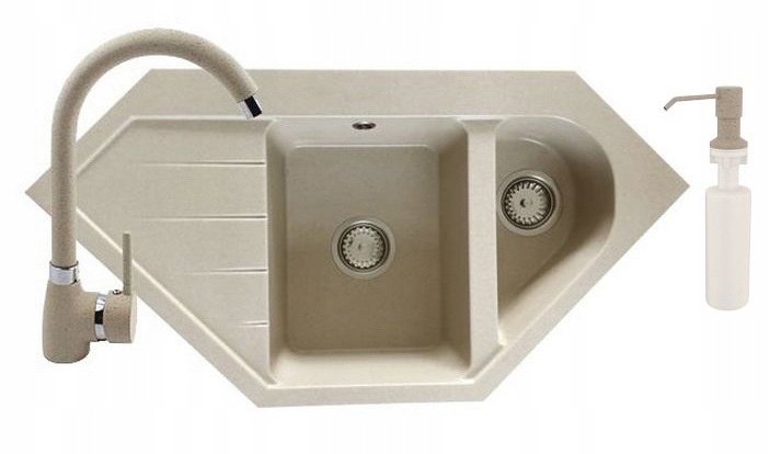 

Zlewozmywak Zlew Granitowy Rogowy 75x75 +bateria
